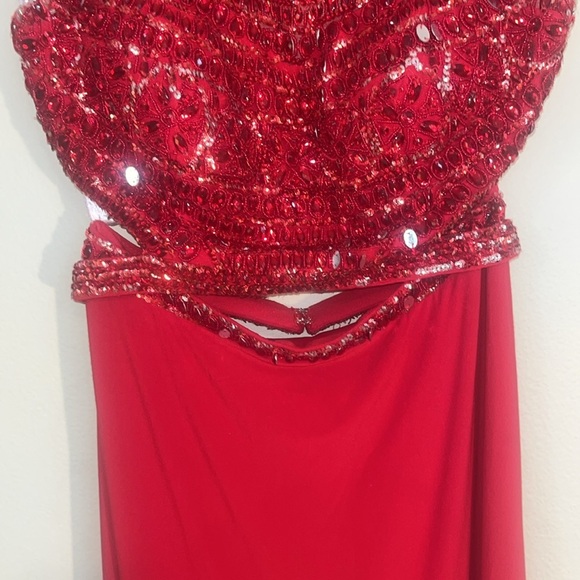 Sherri Hill Prom Dress Two Piece Beaded Red Sequin 6 - Picture 5 of 12